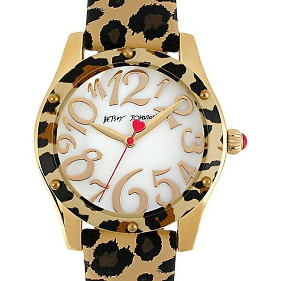 Betsey Johnson Leopard Print Watch - Genuine Leather - Picture 1 of 4